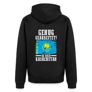 Urlaub Kasache Kasachstan - Unisex Premium Bio Zip Hoodie - Schwarz - Hinten - Nico (187cm)