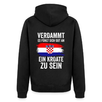 Kroatien Kroate Kroatisches - Unisex Premium Bio Zip Hoodie - Schwarz - Hinten - Nico (187cm)