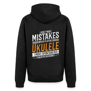 Ukulele Music Lover Creative Ukulele Player - Unisex Premium Organic Zip Hoodie - black - Back - Nico (187cm)