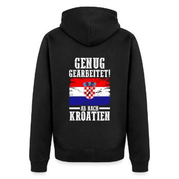 Urlaub Kroate Kroatien - Unisex Premium Bio Zip Hoodie - Schwarz - Hinten - Nico (187cm)