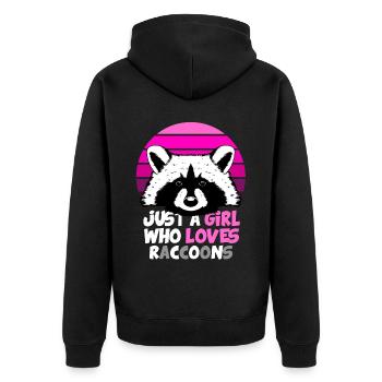 Juste une fille qui aime les ratons laveurs - Veste à capuche bio Premium Unisexe - noir - Dos - Nico (187cm)