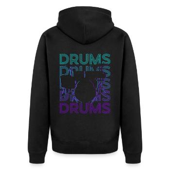 Schlagzeug Retro Geschenk - Unisex Premium Bio Zip Hoodie - Schwarz - Hinten - Nico (187cm)