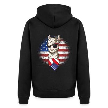 Llama USA Alpaga Drapeau américain 4 juillet - Veste à capuche bio Premium Unisexe - noir - Dos - Nico (187cm)