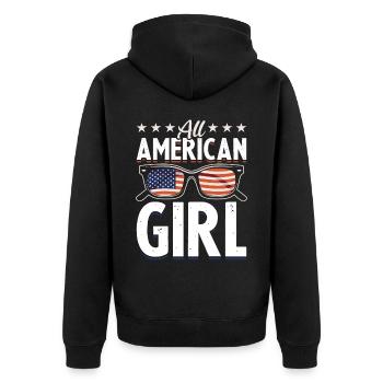Filles Américaines USA 4 juillet - Veste à capuche bio Premium Unisexe - noir - Dos - Nico (187cm)