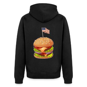 Burger Drapeau américain 4 juillet États-Unis - Veste à capuche bio Premium Unisexe - noir - Dos - Nico (187cm)