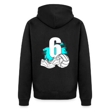 Volleyball 6 Years Old Volleyballer 6th Birthday - Unisex Premium Bio Zip Hoodie - Schwarz - Hinten - Nico (187cm)