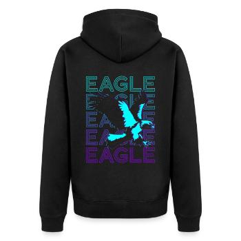 Eagle Retro Gift - Unisex Premium Organic Zip Hoodie - black - Back - Nico (187cm)