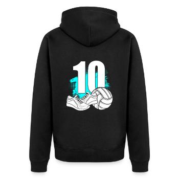 Volleyball 10 Years Old Volleyballer 10th Birthday - Unisex Premium Bio Zip Hoodie - Schwarz - Hinten - Nico (187cm)