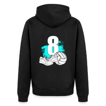 Volleyball 8 Years Old Volleyballer 8th Birthday - Unisex Premium Bio Zip Hoodie - Schwarz - Hinten - Nico (187cm)
