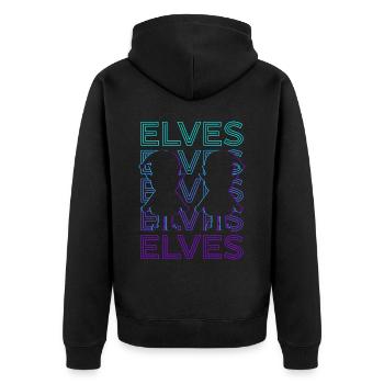 Elfen Elf Retro Geschenk - Unisex Premium Bio Zip Hoodie - Schwarz - Hinten - Nico (187cm)