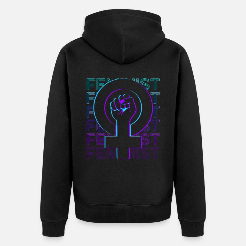 Féminisme féministe Retro Gift - Veste à capuche bio Premium Unisexe - noir