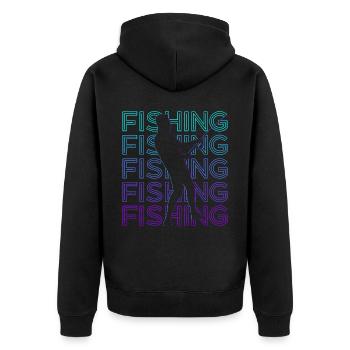 Angeln Fischer Retro Geschenk - Unisex Premium Bio Zip Hoodie - Schwarz - Hinten - Nico (187cm)