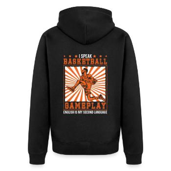 Basketballtrainer Basketball Trainer Coach - Unisex Premium Bio Zip Hoodie - Schwarz - Hinten - Nico (187cm)