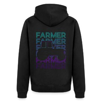 Landwirt Bauernhof Bauernhof Traktor Retro Geschen - Unisex Premium Bio Zip Hoodie - Schwarz - Hinten - Nico (187cm)