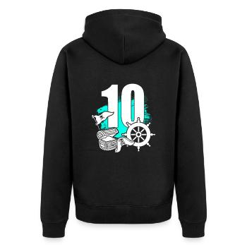Pirat 10 Jahre alt - Unisex Premium Bio Zip Hoodie - Schwarz - Hinten - Nico (187cm)