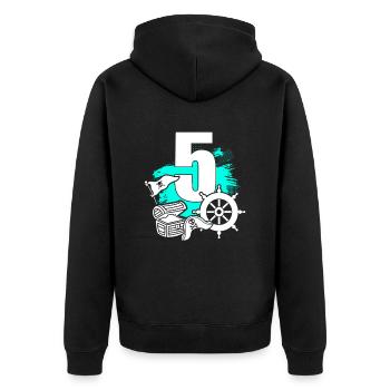 Pirate 5 years old - Unisex Premium Organic Zip Hoodie - black - Back - Nico (187cm)
