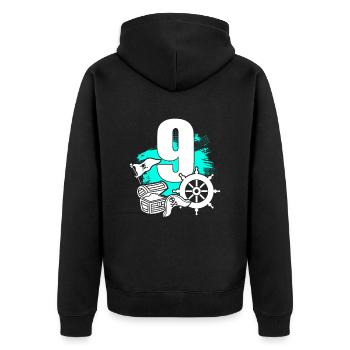 Pirate 9 years old - Unisex Premium Organic Zip Hoodie - black - Back - Nico (187cm)