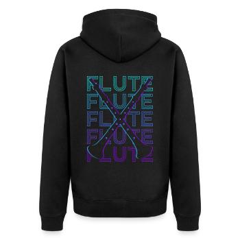 Flute Flutist Retro Gift - Unisex Premium Organic Zip Hoodie - black - Back - Nico (187cm)