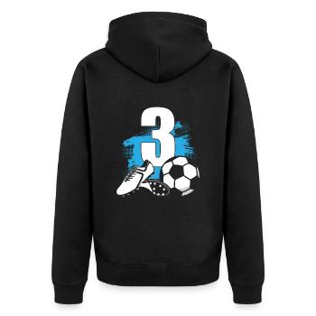 Fußball 3 Jahre alt Fußballer 3. Geburtstag - Unisex Premium Bio Zip Hoodie - Schwarz - Hinten - Nico (187cm)