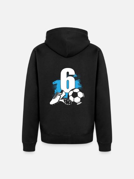Fodbold 6 år gammel fodboldspiller 6 års fødselsdag - Premium økologisk unisex-hættejakke - sort