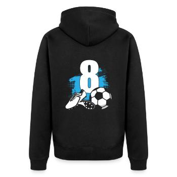 Fußball 8 Jahre alter Fußballer 8. Geburtstag - Unisex Premium Bio Zip Hoodie - Schwarz - Hinten - Nico (187cm)