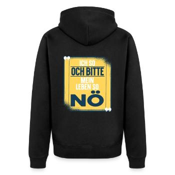 Sarkusmus Spruch Schwarzer Humor Lustiges Ironie - Unisex Premium Bio Zip Hoodie - Schwarz - Hinten - Nico (187cm)