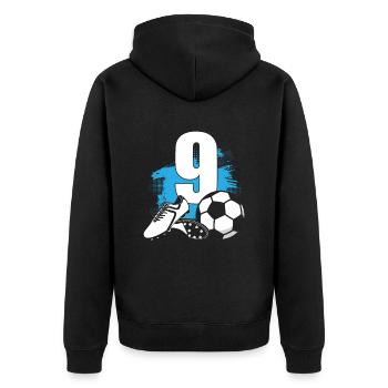 Fußball 9 Jahre alter Fußballer 9.Geburtstag - Unisex Premium Bio Zip Hoodie - Schwarz - Hinten - Nico (187cm)