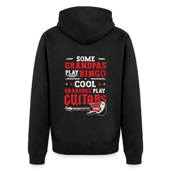 Coole Opas spielen Gitarre - Unisex Premium Bio Zip Hoodie - Schwarz - Hinten - Nico (187cm)