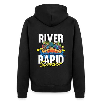 Rafting Wildwasser Kanu Kajak - Unisex Premium Bio Zip Hoodie - Schwarz - Hinten - Nico (187cm)