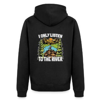 Rafting Wildwasser Kanu Kajak - Unisex Premium Bio Zip Hoodie - Schwarz - Hinten - Nico (187cm)