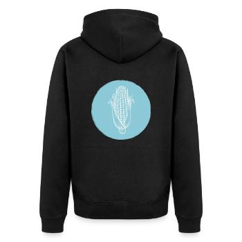 Corn - Unisex Premium Organic Zip Hoodie - black - Back - Nico (187cm)