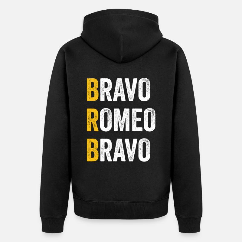Computer-Chat Bravo Romeo Bravo - BRB - Unisex Premium Bio Zip Hoodie - Schwarz