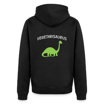 Vegetarier Dinosaurier - Unisex Premium Bio Zip Hoodie - Schwarz - Hinten - Nico (187cm)