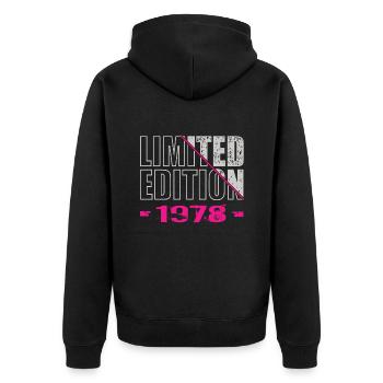 Limited Edition 1978 - Unisex Premium Organic Zip Hoodie - black - Back - Nico (187cm)
