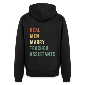 De vrais hommes épousent des assistants d’enseignement - Veste à capuche bio Premium Unisexe - noir - Dos - Nico (187cm)