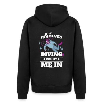 Diving Scuba Instructor Holiday Summer Gift - Unisex Premium Organic Zip Hoodie - black - Back - Nico (187cm)