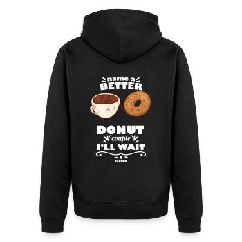 Donut Süssigkeiten Donuts Essen Bäcker Geschenk - Unisex Premium Bio Zip Hoodie - Schwarz - Hinten - Nico (187cm)