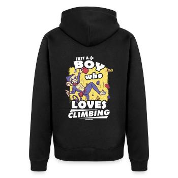 Klettern Berg Alpen Natur Klettersport Geschenk - Unisex Premium Bio Zip Hoodie - Schwarz - Hinten - Nico (187cm)