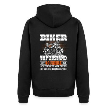 Motorradfahrer & Biker 40. Geburtstag - Unisex Premium Bio Zip Hoodie - Schwarz - Hinten - Nico (187cm)