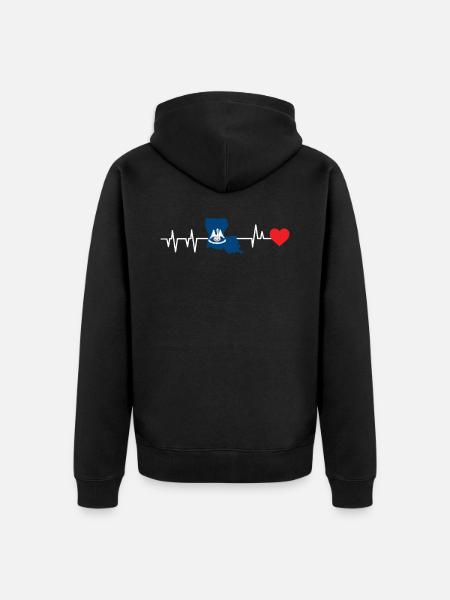 Louisiana heartbeat gift - Unisex Premium Organic Zip Hoodie - black