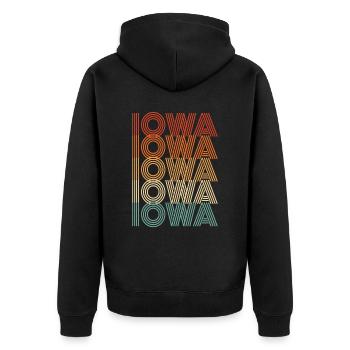 Iowa heimatstadt geschenk - Unisex Premium Bio Zip Hoodie - Schwarz - Hinten - Nico (187cm)