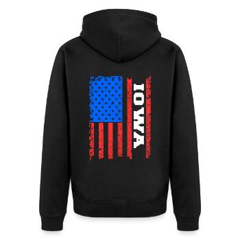 Iowa Usa-flaggen-geschenk - Unisex Premium Bio Zip Hoodie - Schwarz - Hinten - Nico (187cm)