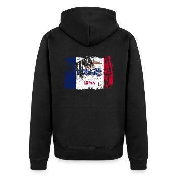 Iowa team geschenk - Unisex Premium Bio Zip Hoodie - Schwarz - Hinten - Nico (187cm)