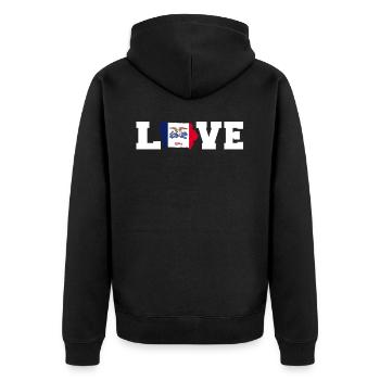 Liebe Iowa geschenk - Unisex Premium Bio Zip Hoodie - Schwarz - Hinten - Nico (187cm)