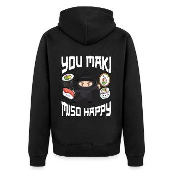 Ninja Ninjutsu Judo Katana Kids Shuriken Warrior - Unisex Premium Organic Zip Hoodie - black - Back - Nico (187cm)