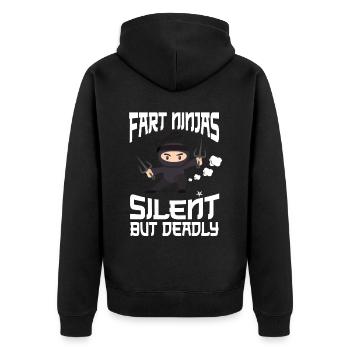 Ninja Tshirt Kinder Herren Ninjutsu - Unisex Premium Bio Zip Hoodie - Schwarz - Hinten - Nico (187cm)