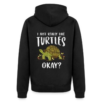 Turtle Relaxed Chill Sea Ocean Beach - Unisex Premium Organic Zip Hoodie - black - Back - Nico (187cm)