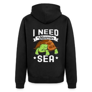 Turtle - Unisex Premium Organic Zip Hoodie - black - Back - Nico (187cm)