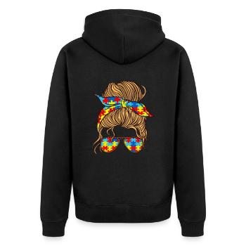 Autismus Geschenk Autist Asperger ADHS Autism - Unisex Premium Bio Zip Hoodie - Schwarz - Hinten - Nico (187cm)
