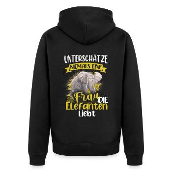 Elefant Elefanten Elephant Rüsseltier Zoo Zirkus - Unisex Premium Bio Zip Hoodie - Schwarz - Hinten - Nico (187cm)